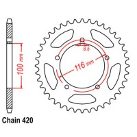 Supersprox Rear Sprocket Steel 11-121-xx (420)