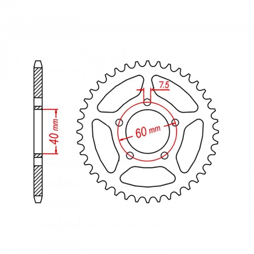 Supersprox Rear Sprocket Lightweight Alloy Red 11A-KM8-xxR (415)