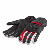 Ducati Sport C4 Fabric-Leather Gloves Black/Red/White