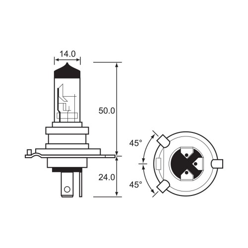 Bulb - Halogen -  12V 35/35W H4 P43T-38