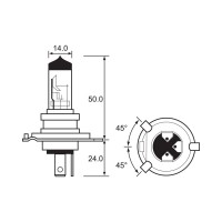 Bulb - Halogen -  12V 60/55W H4 P43T-38
