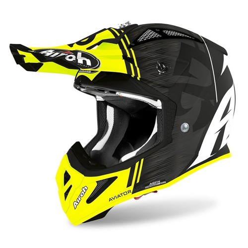 AIROH Aviator Ace 'Kybon' Yellow Matt Black Vent Helmet